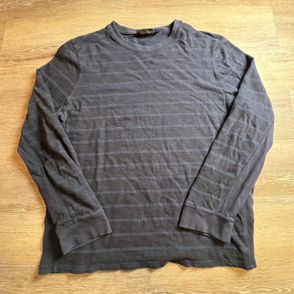 Marc Anthony Shirt Mens XXL Blue Long Sleeve Striped Cotton Crew Neck Tee